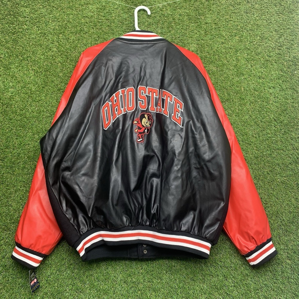 Vintage Ohio State Buckeyes Jacket Mens 3XL Faux Leather Steve and Barrys NWT
